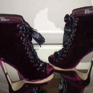 Brand New Burgundy Velvet Lace Boots!